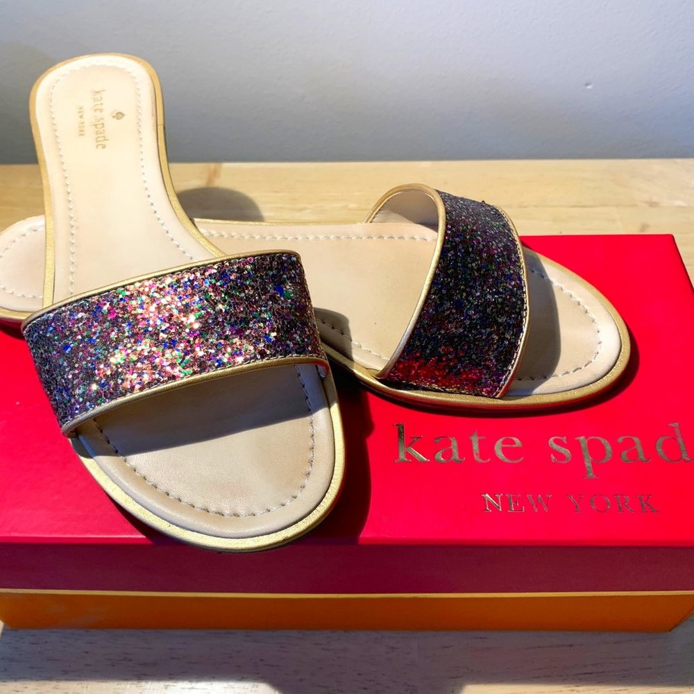 Kate Spade Tulip Multi-Color Glitter Slide Sandals